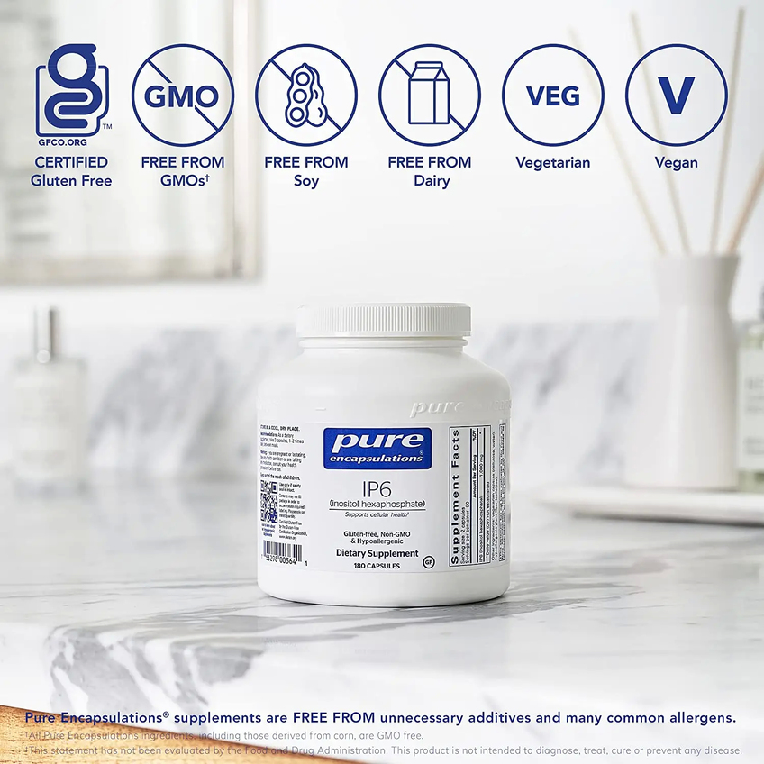 ИФ6 (инозитол гексафосфат) / IP6 (Inositol Hexaphosphate), Pure Encapsulations, 500 мг, 180 капсул