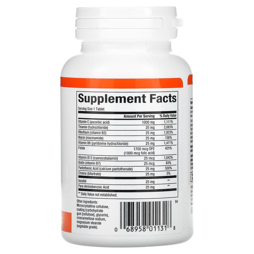 Стрес B формула с витамином C / Stress B Formula, Natural Factors, 1000 мг, 90 таблеток