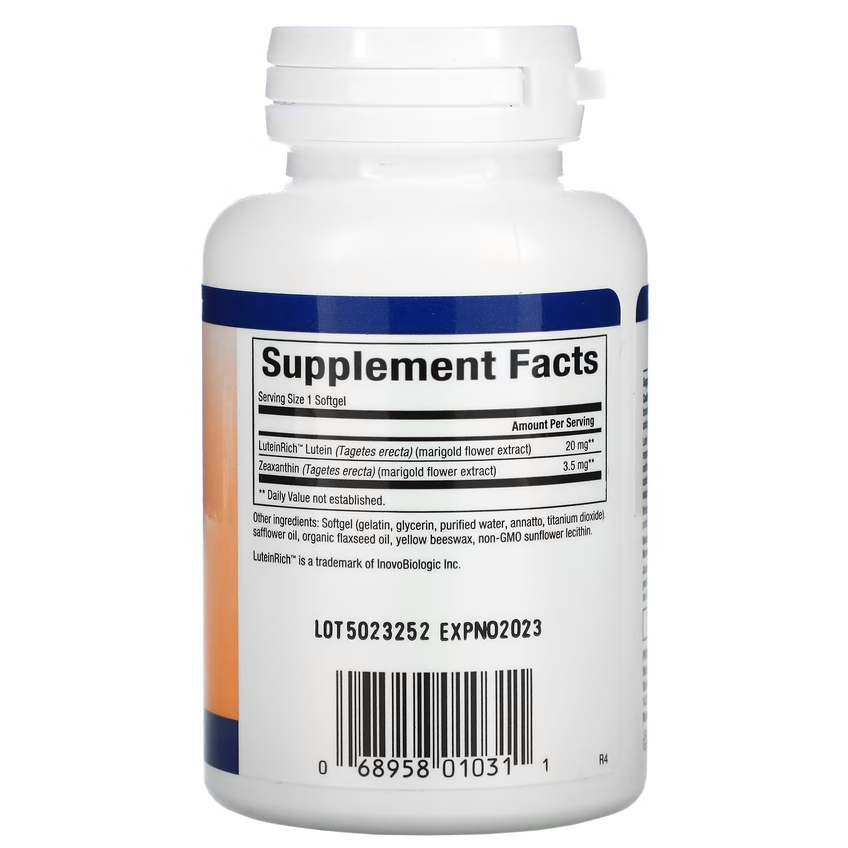Лютеїн / Lutein, Natural Factors, 20 мг, 30 гелевих капсул