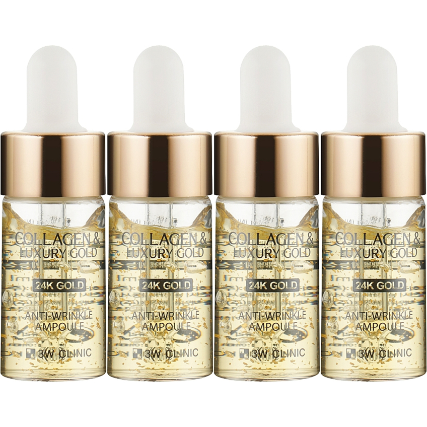 Антивозрастная сыворотка для лица с золотом и коллагеном 3W Clinic Collagen & Luxury Gold Anti-Wrinkle Ampoule