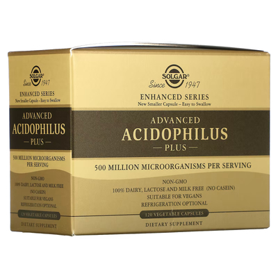 Улучшенный ацидофильный плюс комплекс пробиотиков / Advanced Acidophilus Plus, Solgar, 120 вегетарианских капсул