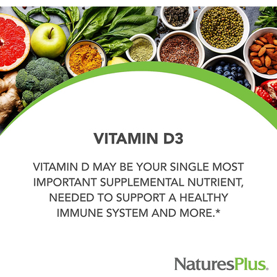 Вітамін D3 / Vitamin D3, Nature's Plus, 125 мкг, 60 гелевих капсул