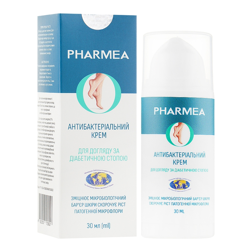 Антибактериальный крем по уходу за диабетической ступней Pharmea