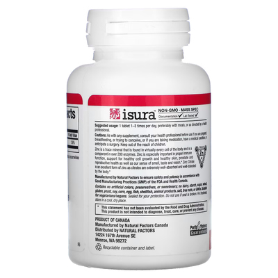 Цитрат цинка / Zinc Citrate, Natural Factors, 15 мг, 90 таблеток