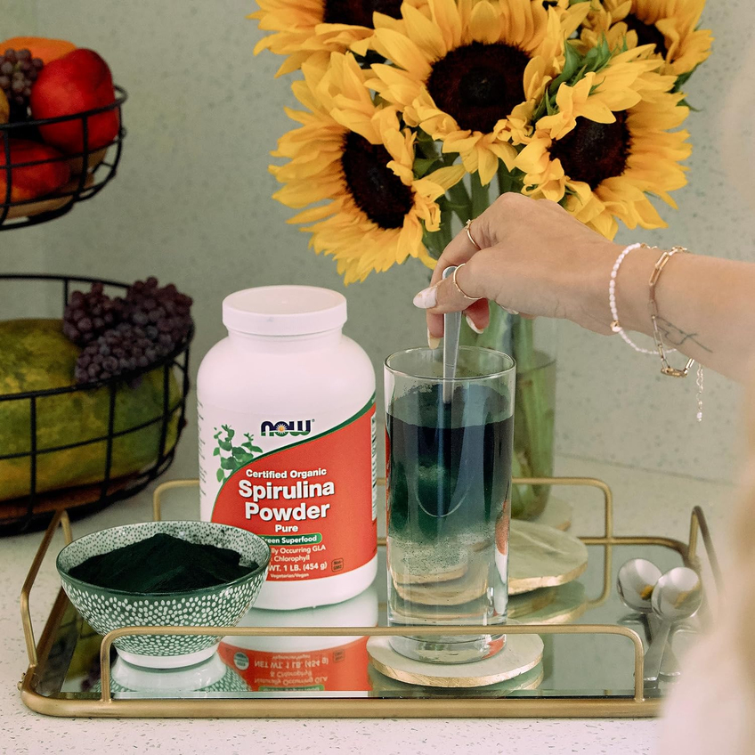 Сертифицированный органический порошок из спирулины (чистый) / Certified Organic Spirulina Powder (Pure), Now Foods, 113 г (4 унции)