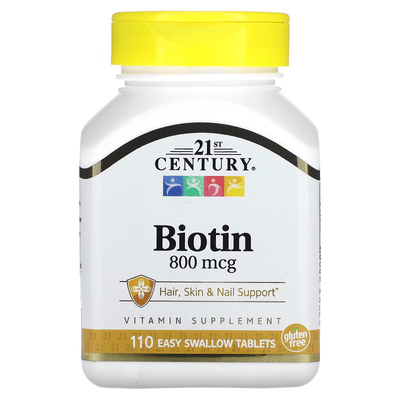 Биотин / Biotin, 21st Century, 800 мкг, 110 таблеток