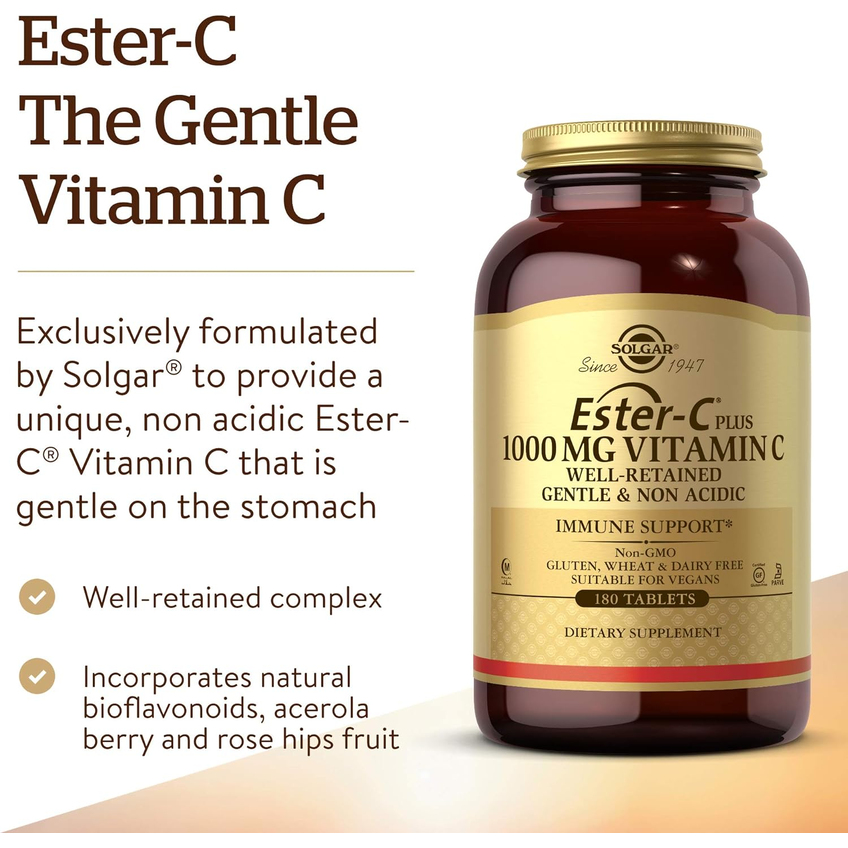 Естер-С плюс / Ester-C Plus, Solgar, 1000 мг, 180 таблеток