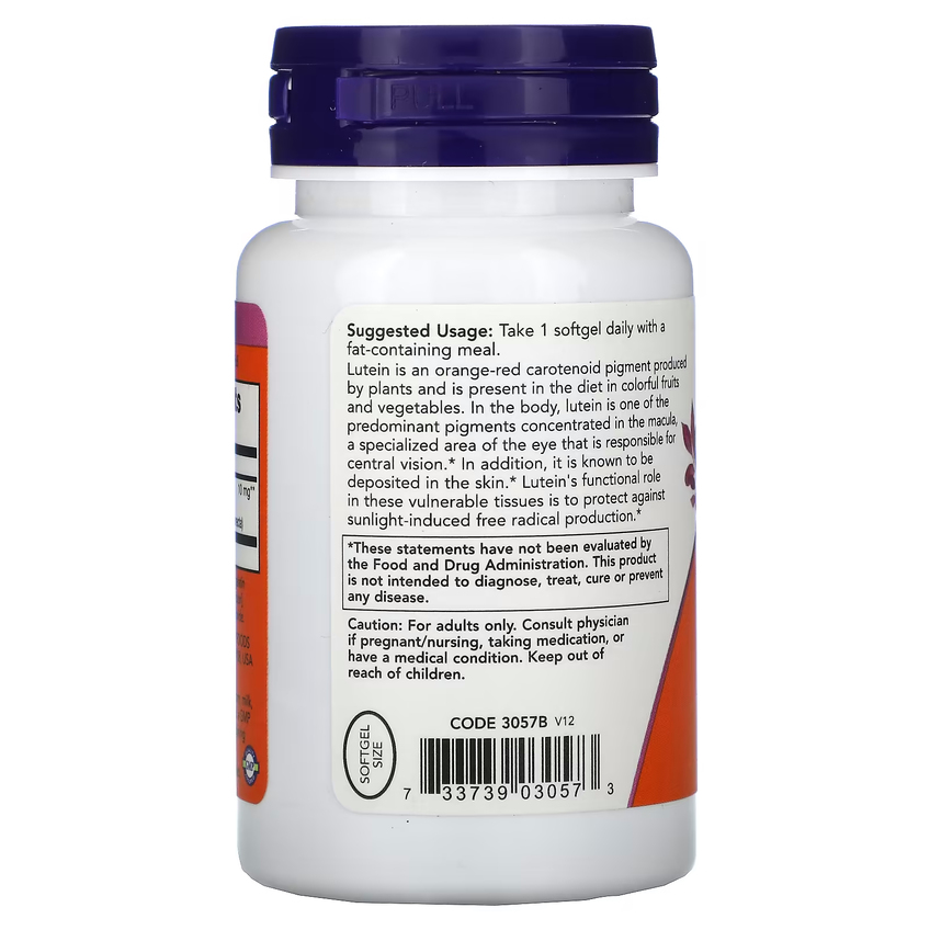 Лютеїн / Lutein, Now Foods, 10 мг, 120 гелевих капсул