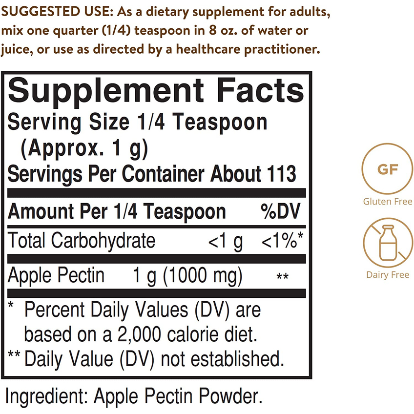 Яблочный пектин / Apple Pectin Powder, Solgar, 1000 мг, 113.4 г