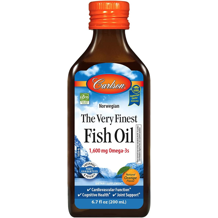 Cамый лучший рыбий жир c натуральным апельсиновым вкусом / The Very Finest Fish Oil, Natural Orange Flavor, Norwegian, Carlson Labs, 1600 мг, 200 мл