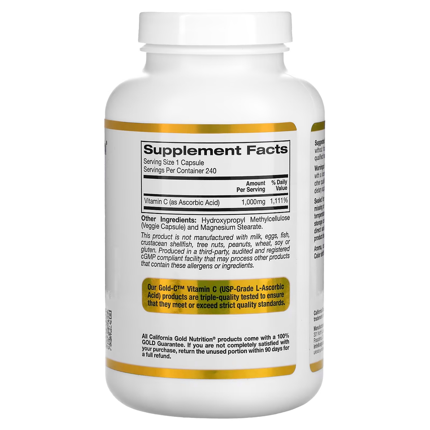 Gold C / Витамин C класса USP, California Gold Nutrition, 1000 мг, 240 вегетарианских капсул