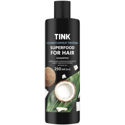 Шампунь для нормального волосся «Кокос і пшеничні протеїни» Tink SuperFood For Hair Coconut & Wheat Proteins Shampoo