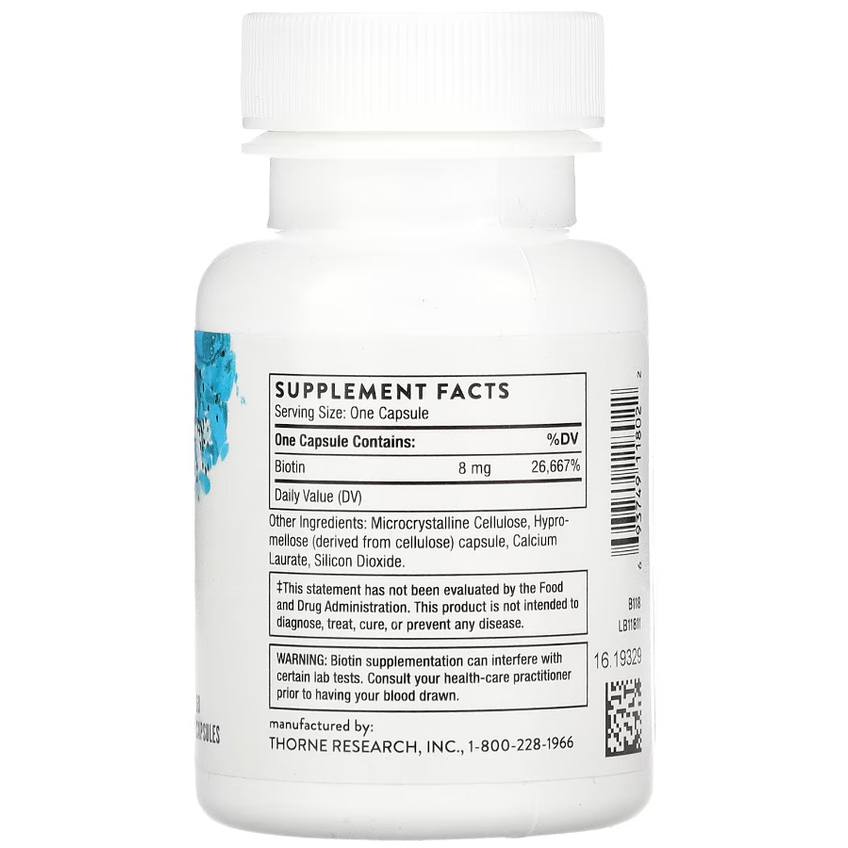 Биотин-8 / Biotin-8, Thorne Research, 8 мг, 60 капсул