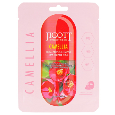 Ампульная маска с экстрактом камелии Jigott Camellia Real Ampoule Mask