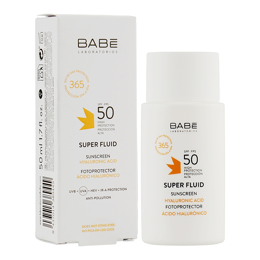 Cонцезахисний супер флюїд SPF 50 для всіх типів шкіри Babe Laboratorios