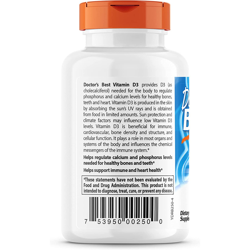 Вітамін D3 / Vitamin D3, Doctor's Best, 125 мкг, 180 капсул