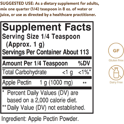 Яблочный пектин / Apple Pectin Powder, Solgar, 1000 мг, 113.4 г