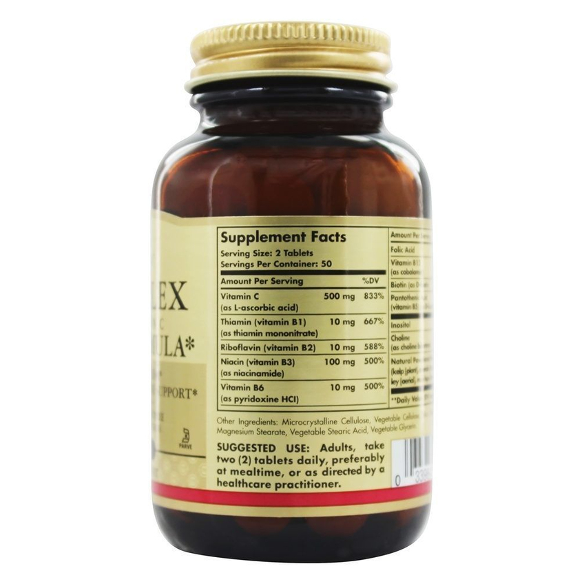 Комплекс витаминов B с витамином C формула для борьбы со стрессом / B-Complex with Vitamin C Stress Formula, Solgar, 100 таблеток