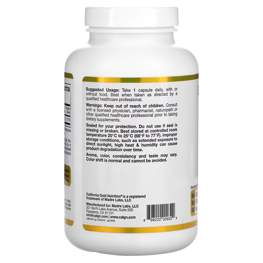 Gold C / Витамин C класса USP, California Gold Nutrition, 1000 мг, 240 вегетарианских капсул