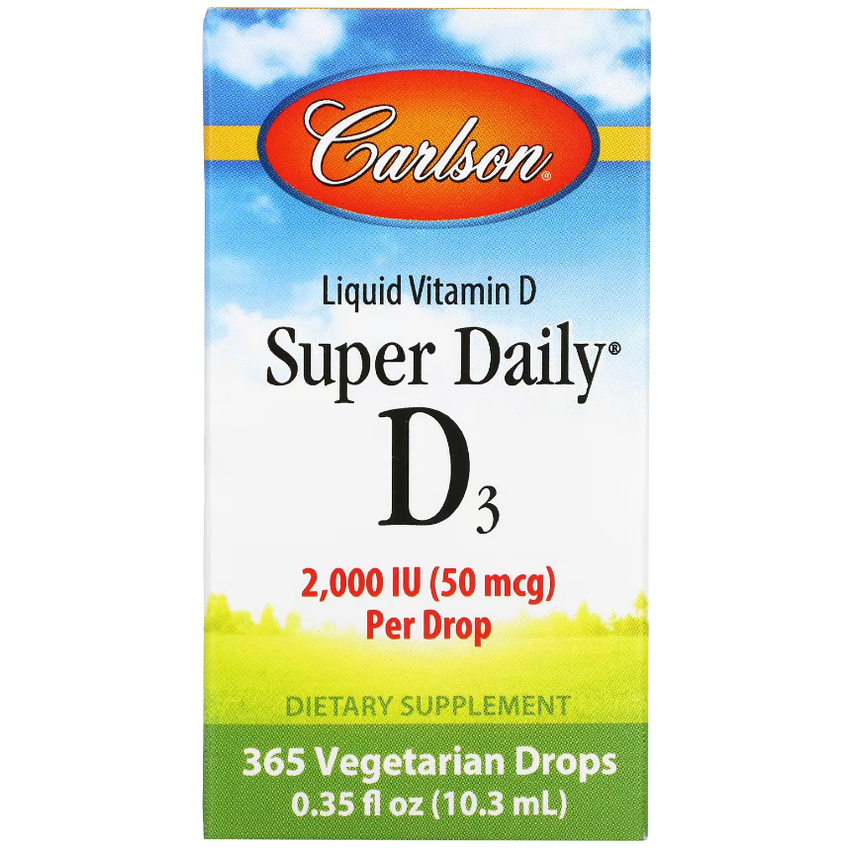 Жидкий витамин D3 / Super Daily D3, Carlson Labs, 50 мкг, 10.3 мл