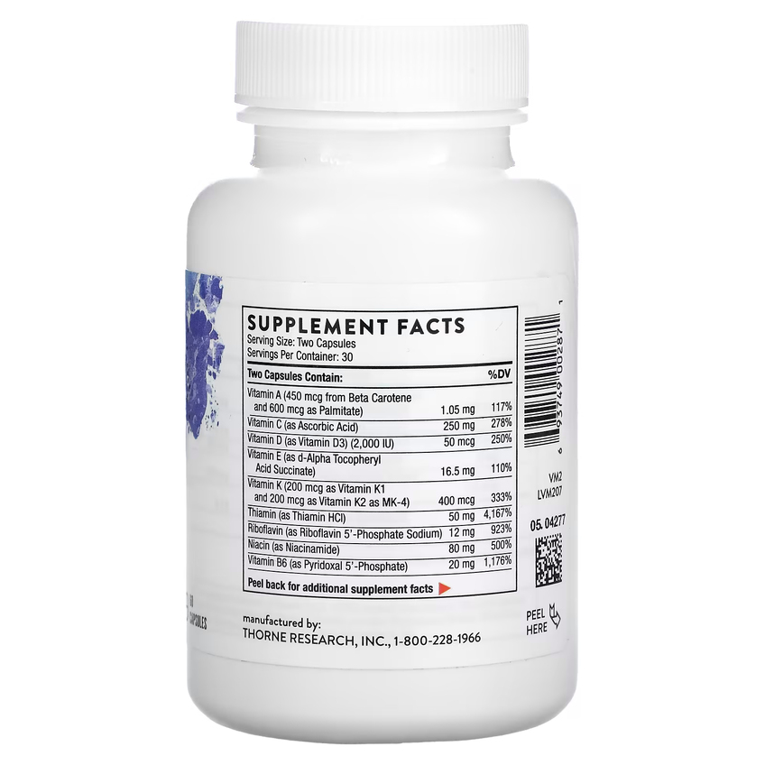Основные питательные вещества для приема 2 раза в день (без железа) / Basic Nutrients 2/Day, Thorne Research, 60 капсул
