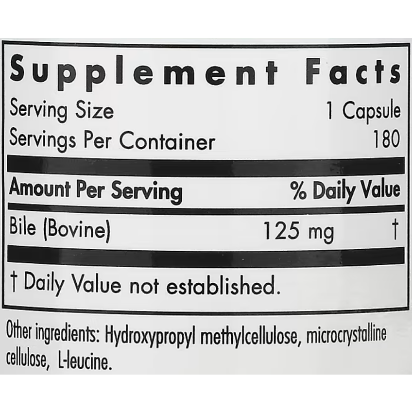Бычья желчь / Ox Bile, Nutricology, 125 мг, 180 капсул