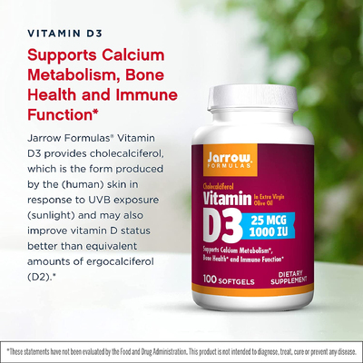 Вітамін D3 холекальциферол / Vitamin D3 Cholecalciferol, Jarrow Formulas, 25 мкг, 100 гелевих капсул