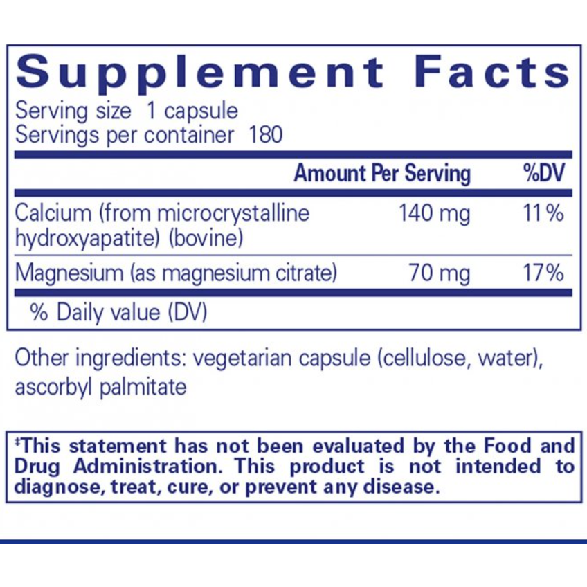 Кальций с магнием / Calcium (MCHA) with Magnesium, Pure Encapsulations, 180 капсул
