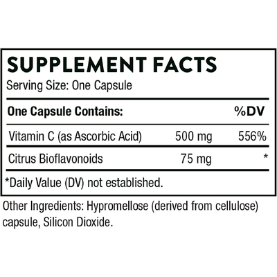 Витамин С с флавоноидами / Vitamin C with Flavonoids, Thorne Research, 500 мг, 180 капсул