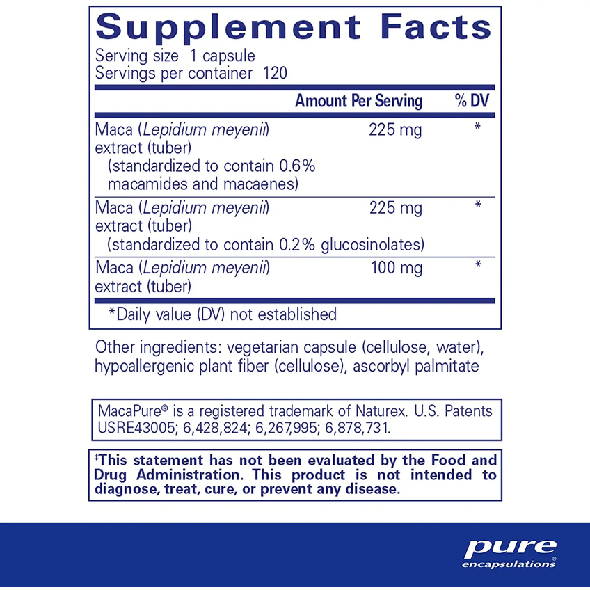 Мака-3 / Maca-3, Pure Encapsulations, 120 капсул