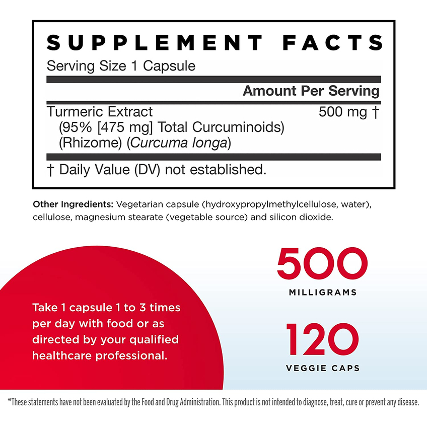 Куркумін 95 / Curcumin 95, Jarrow Formulas, 500 мг, 120 капсул