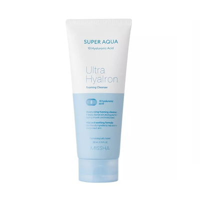 Пенка для умывания с гиалуроновой кислотой Missha Super Aqua Ultra Hyalron Cleansing Foam