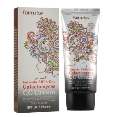 Многофункциональный СС крем с ферментом галактомисис FarmStay Formula All-In-One Galactomyces CC Cream SPF50/PA+++