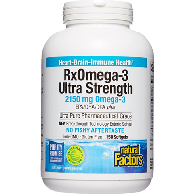 Надсильна Омега-3 із риб'ячого жиру / RxOmega-3 Ultra Strength, Natural Factors, 1075 мг, 150 гелевих капсул