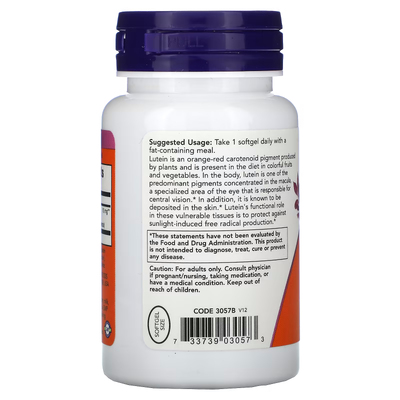 Лютеїн / Lutein, Now Foods, 10 мг, 120 гелевих капсул