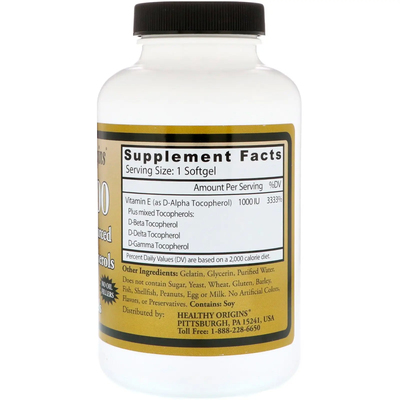 Витамин Е / Vitamin E, Healthy Origins, 670 мг, 120 гелевых капсул