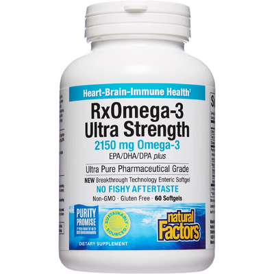 Сверхсильная Омега-3 из рыбьего жира / RxOmega-3 Ultra Strength, Natural Factors, 1075 мг, 60 гелевых капсул