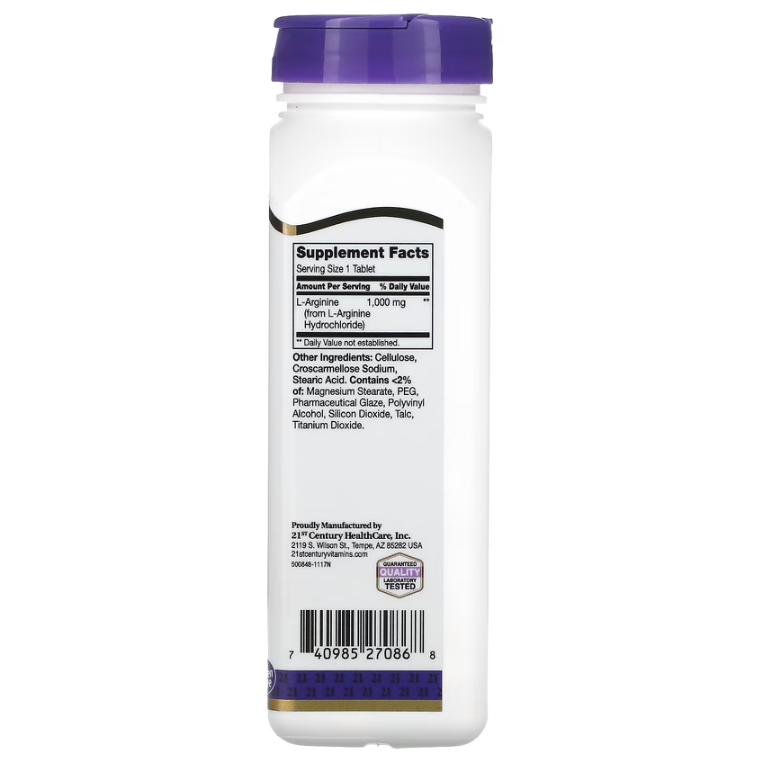 L-аргинин / L-Arginine, 21st Century, 1000 мг, 100 таблеток