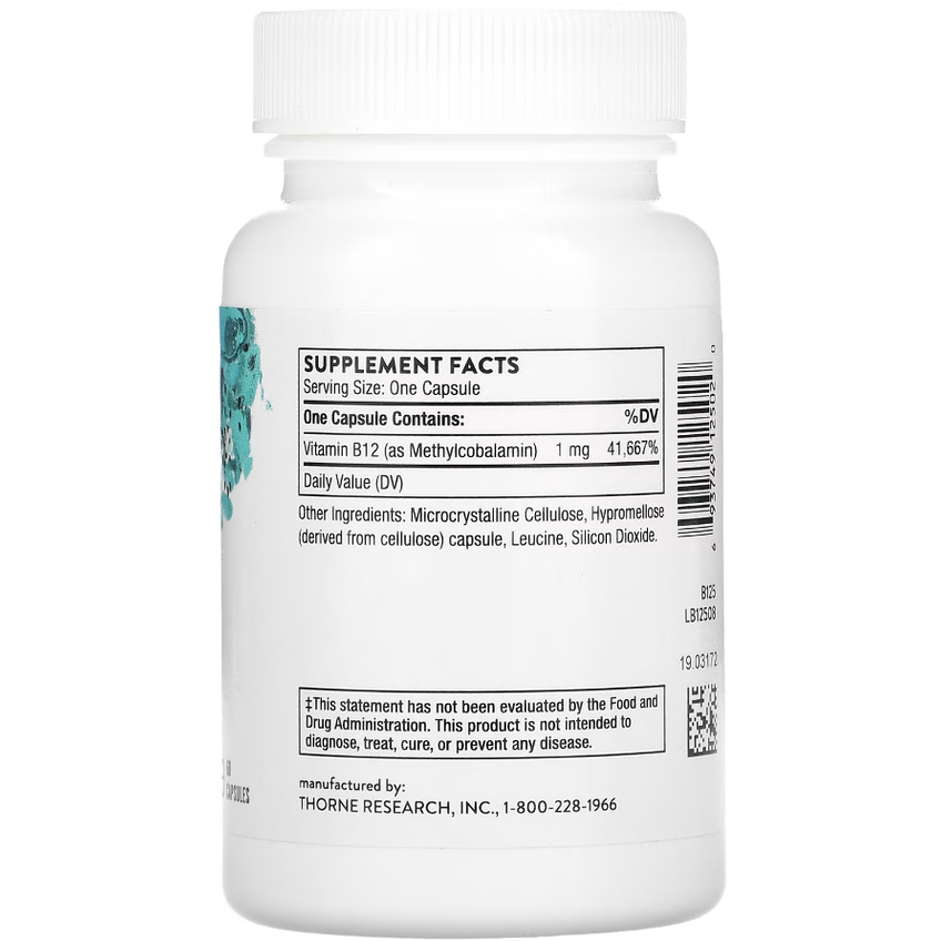 Метилкобаламін / Methylcobalamin (Methyl-B12), Thorne Research, 1 мг, 60 капсул