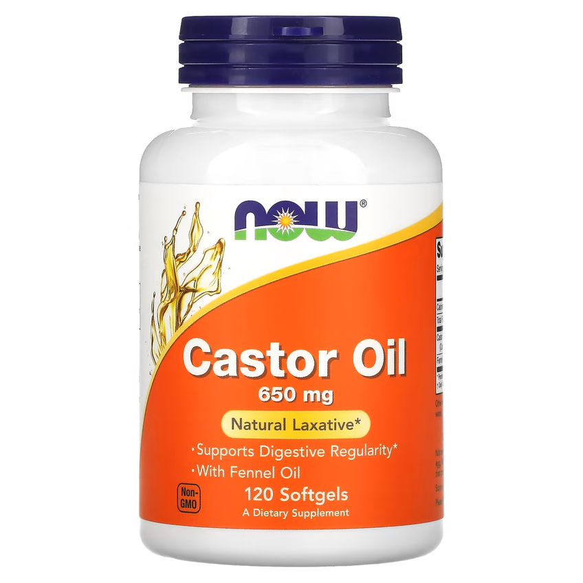 Касторовое масло / Castor Oil, Now Foods, 650 мг, 120 гелевых капсул