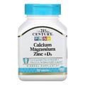 Кальцій, магній, цинк + D3 / Calcium, Magnesium, Zinc + D3, 21st Century, 90 таблеток
