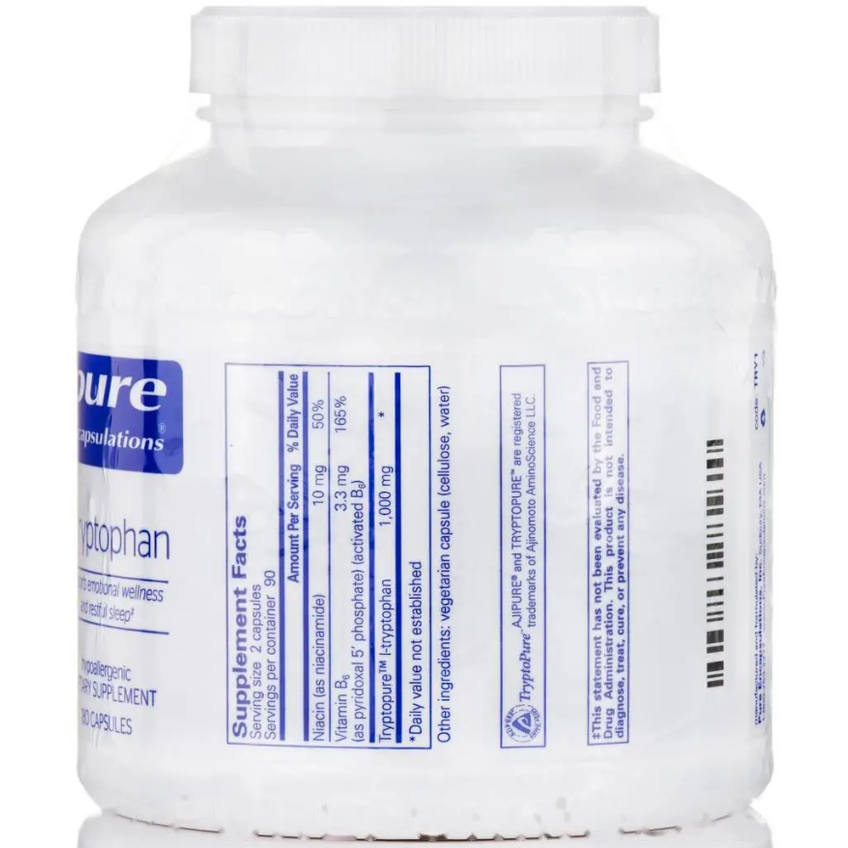L-триптофан / l-Tryptophan, Pure Encapsulations, 180 капсул