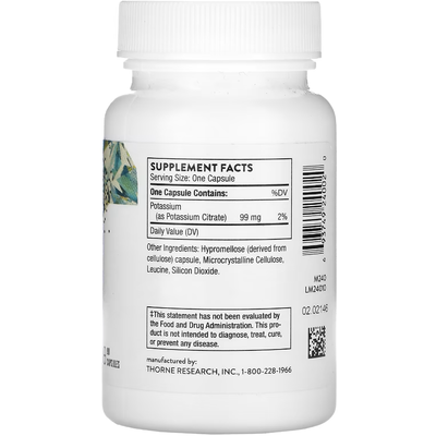 Цитрат калия / Potassium Citrate, Thorne Research, 99 мг, 90 капсул