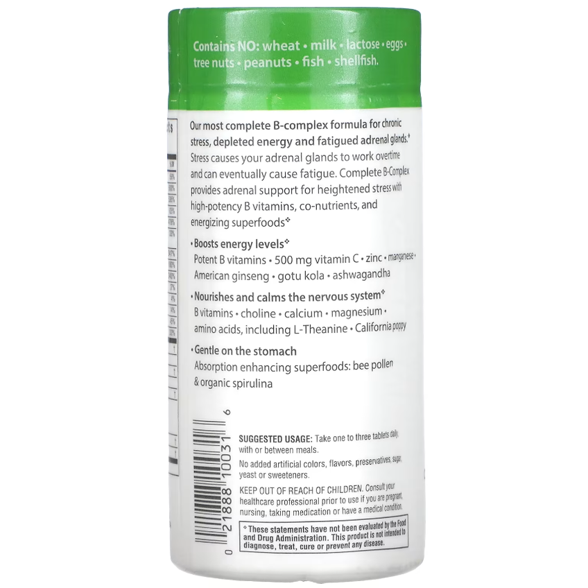 Комплекс витамина B полного спектра / Complete B-Complex Food Based Formula, Rainbow Light, 90 таблеток