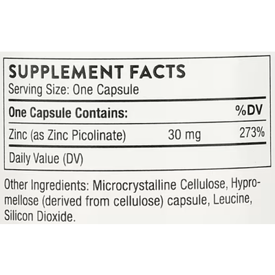 Піколінат цинку з подвоєною ефективністю / Zinc Picolinate, Thorne Research, 30 мг, 180 капсул