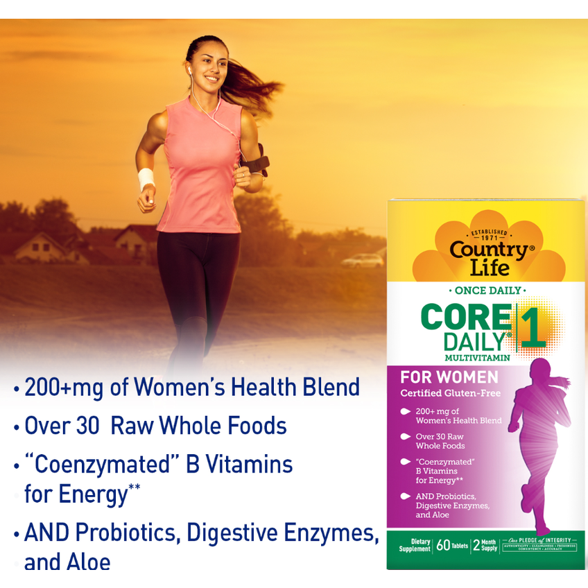 Мультивитамины для женщин / Core Daily-1 Multivitamins Women, Country Life, 60 таблеток