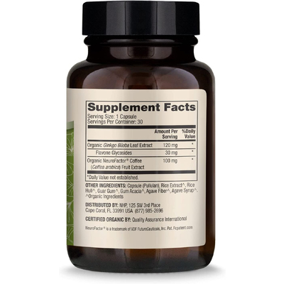 Гинкго билоба + экстракт фруктов кофе / Organic Ginkgo Biloba with Coffee Fruit Extract, Dr. Mercola, 120 мг, 30 капсул
