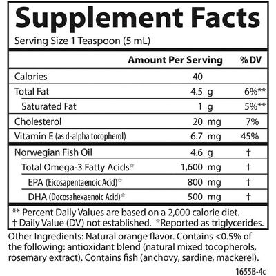 Cамый лучший рыбий жир c натуральным апельсиновым вкусом / The Very Finest Fish Oil, Natural Orange Flavor, Norwegian, Carlson Labs, 1600 мг, 200 мл
