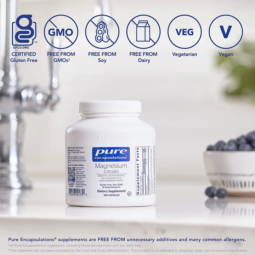 Магній цитрат / Magnesium, Pure Encapsulations, 150 мг, 180 капсул