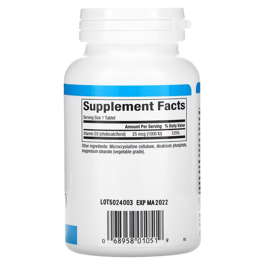 Витамин D3 / Vitamin D3, Natural Factors, 25 мкг (1000 МЕ), 180 таблеток